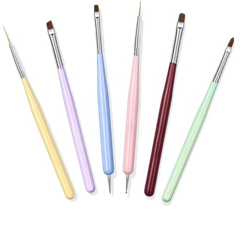 Pinceaux Ongles Gel, 6 Pièces Pinceau Nail Art Ongles Art Accessoire Resine Manucure French Construction Professionnel Liner, Convient Pour Une Manucure Maison
