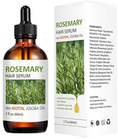Rosmarinöl Haare 60ML, Ätherisches Öl für Haarwachstum, Stimuliert Haarwachstum zur Befeuchtung und Reparatur von Trockenem, Geschädigtem Haar und zur Hautpflege