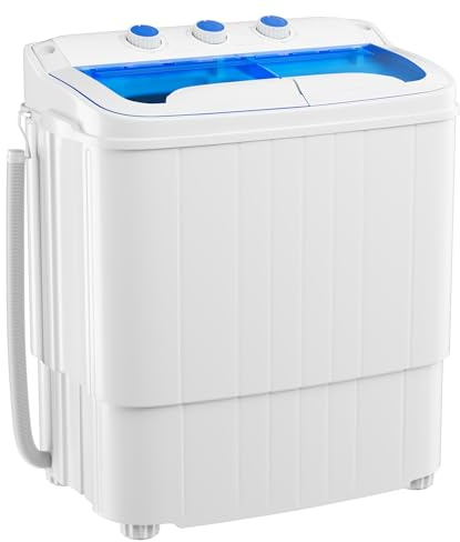Bonusall 25.3Lbs Portable Washing Machine, Compact Single Tub Laundry Washer with Spin Dryer, Mini Semi-Automatic Washing Machine for Apartments, Dorms, Blue