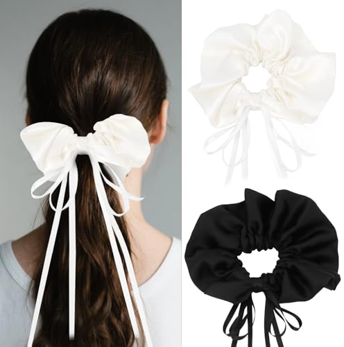 EXIPSAT 2er Set Haargummi Damen, Schmetterlingsknoten Scrunchies mit Schleifen, Haargummis Mädchen, Zopfgummi, KKnekki