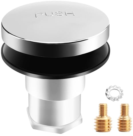 Universal Bathtub Pop up Drain Stopper, Tip Toe/Foot Actuated Bathtub Drain Stopper Includes 3/8'', 5/16'' Thread Studs and Star Shape Lock Washer