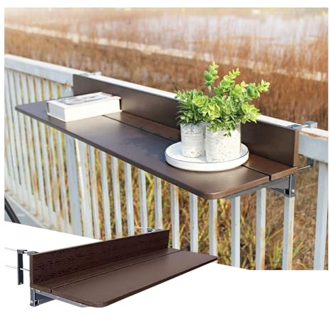 ZHENGQIAN Klappbar Balkonhängetisch,Balkontisch,Terrassentisch,Hängetisch Balkon Klappbar,höhenverstellbar,Aluminiumrahmen,50 kg Tragkraft,Platzsparend Geländer Serviertisch(L100*w27cm/L39.4*W10.6IN)