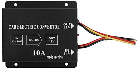 Horett Convertitore DC 24V a 12V riduttore di tensione auto trasformatore inverter per veicoli 24V con protezione sovraccarico surriscaldamento corto circuito per stereo GPS (Da 24 V a 12 V/10 A/120