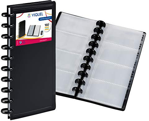 Viquel - Porte Carte de Visite Pochettes Amovibles GEODE - 160 Cartes - Noir