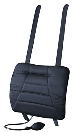 SITWELL Comfort ergonomisches Rückenkissen, Stoffbezug, durch Luftkissen individuell anpassbar (stufenlos höhen- und tiefenverstellbar), für Fast alle Autositze, 30,5x26,5x3,5-7 cm (Stoff schwarz)
