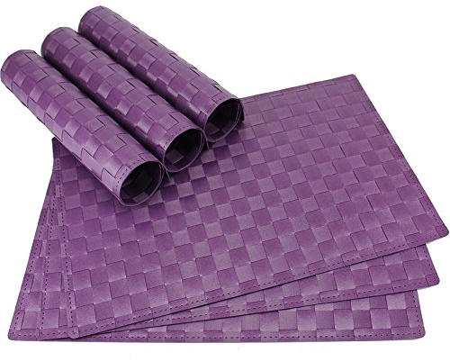 matches21 Tischset Platzset MODERN Platzmatten 6er Set violett lila geflochten Kunststoff 45x30 cm Platzdeckchen