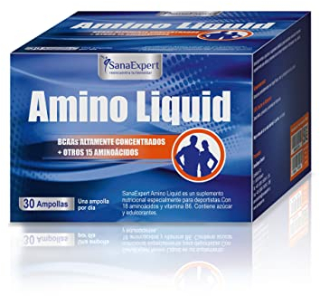 SanaExpert Amino Liquid - Integratore Liquido per il Recupero e le Prestazioni Sportive - Con BCAA, L-arginina ed Estratto di Tè Verde - Sapore Arancia - 20 Fiale - Prodotto in Germania