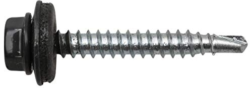 Fassadenbohrschraube mit farbigem Sechskantkopf + Dichtscheibe/ anthrazitgrau (RAL 7016)/ DIN 7504-K / SW8 / 4,8 x 35 mm / 100 Stück