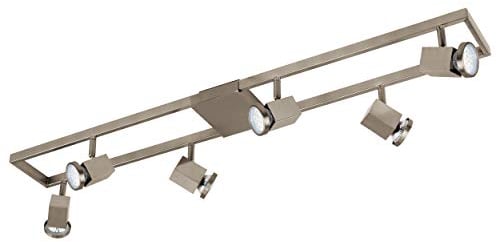 EGLO LED Deckenlampe Zeraco, 6 flammige Deckenleuchte, Deckenstrahler aus Metall, Kunststoff, Wohnzimmerlampe in Silber, Spots inkl. GU10 Leuchtmittel, warmweiß