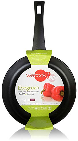 WECOOK! Ecogreen Sartén Aluminio Prensado 28 cm, Inducción, Antiadherente XYLAN Plus Ecológico sin PFOA, 3 mm Espesor, Apta Todas las Cocinas, Vitrocerámica, Gas, Lavavajillas