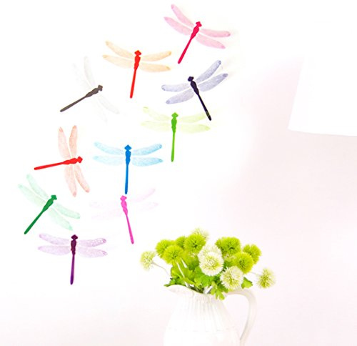3D Schmetterlinge Blumen 12er Set Dekoration Wandtattoo (Mix (Libelle))