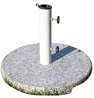 Garden Market Place Grand pied de parasol rond en granit de 20 kg - avec tube en acier thermolaqué