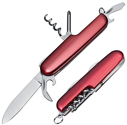 Edles 7-teiliges Aluminium Taschenmesser / Farbe: rot