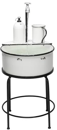 Alpine Corporation YHL168 Fontaine et Support d'évier Vintage en métal 86,4 cm de Haut, Blanc