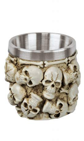 Martinez Albainox AB Bicchiere decorativo teschi da 6 cm e realizzato in acciaio con resina da collezionismo ornamento replica serie television film fantasia + portabottiglie in regalo
