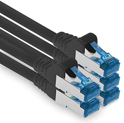 10m - CAT.6 - Cable de red Ethernet Gigabit Lan RJ45 CAT6 Cat6a 10Gbit/s - negro - 5 piezas