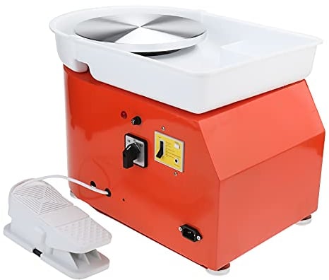 FreeTec Electric Pottery Wheel Ceramic Machine for Adults and Kids UK Standard 350W 25CM Pottery Wheel Machine Clay Ceramic Shaping Forming DIY Art Craft Tool Kit (Orange)
