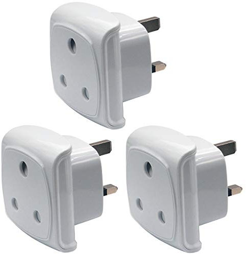 South Africa 3-pin Large Plug Type M (NOT Indian Type D plug) Adapter Convert to 3-pin UK Socket, BS 8546 Approved, Safety Protection Design, Flame Proof, 13A Fuse with Safety Shutter (3 Pieces White)