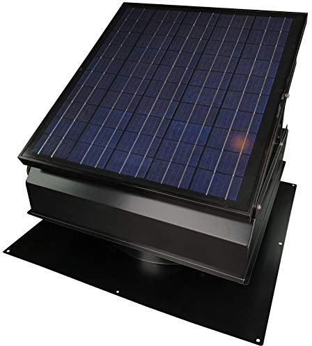 Remington Solar 30-Watt-Solar-Dachbodenventilator (BDB) mit Thermostat/Luftbefeuchter/Adapter (50,8 x 50,8 x 27,9 cm) – Läuft bei Nacht – bürstenloser Motor – Solar-Entlüftung Hagel und