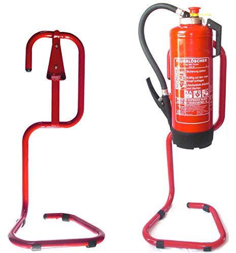 Brandengel® Universalständer rundgebogen Rohrstahl in rot mit montierten Halter für 1 Feuerlöscher der Größe 6/9/12 kg/L
