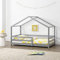 [en.casa] Kinderbett Knätten Hausbett Bodenbett 80 x 160 cm Holzbett für Kinder mit Rausfallschutz Kiefernholz Bettgestell mit Lattenrost Hellgrau