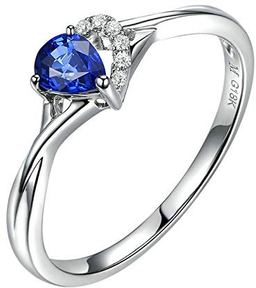 Beydodo Damen Ring Rotgold 750 Echt Herz Tropfen Saphir 0.45ct Verlobungsringe Weißgold Trauringe mit Diamant Gr. 57 (18.1)