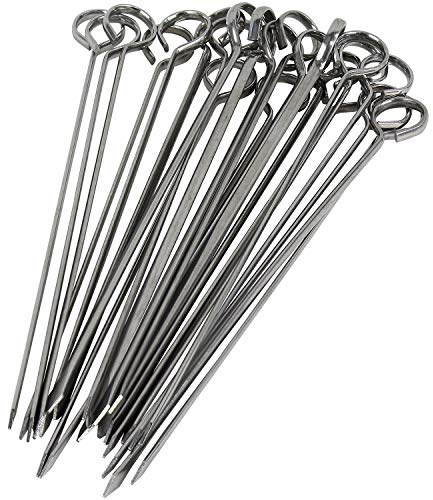 Blue Donuts 24 Pack Kabob Skewers for Grilling 8 Inch - BBQ Grill Grilling Accessories, Stainless Steel, Pack of 24