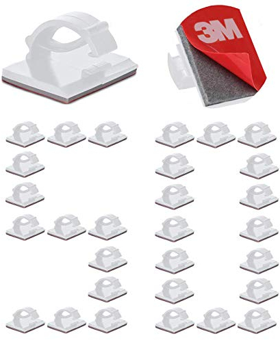 50 Pezzi Fermacavi Adesivi, Clip per Cavi da Esterno con Autoadesivi 3M Morsetto, Organizzatore dei Ferma Cavi Scrivania Regolabile per Luce Fata, Muro, Ufficio, Caricabatterie, Auto (Bianco)