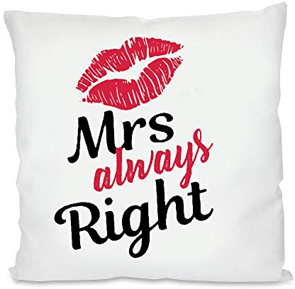 Fotokissen |Mr. Right , Mrs. always Right | Partner | Valentinstag | Liebe | Liebste | Motivkissen | bedrucktes Kissen | Geschenk | Baumwolle | Kissen | Kuschelkissen