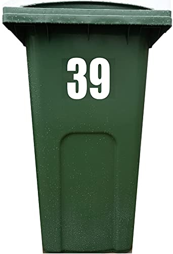4X Bin Sticker Vinyl Number 1-99 Large Recycling Box Wheelie Self Adhesive (39)