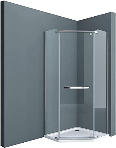 doporro Paroi de Douche Pentagonale Transparent Montage Réversible 80x80 Pare Douche en angle Cabine de Douche Ravenna8 80x80x195cm