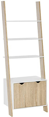 HOMCOM Standregal Bücherregal 3-stufiges Büroregal Lagerregal Aktenregal Küchenregal Spanplatte Eiche+Weiß 60 x 40 x 170 cm