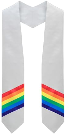Endea Graduation Rainbow LGBTQ+ Gay Pride Stola, Weiß, Einheitsgröße