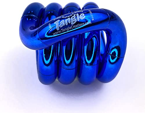 Tangle Jr Metallic (Blau) - Echtes Fidget Toys Sensorisches Spielzeug - Twisty Fidget Toy Fidgets für Kinder und Erwachsene - Fidget Toy für Schule - Geschenk für Teenager und Erwachsene