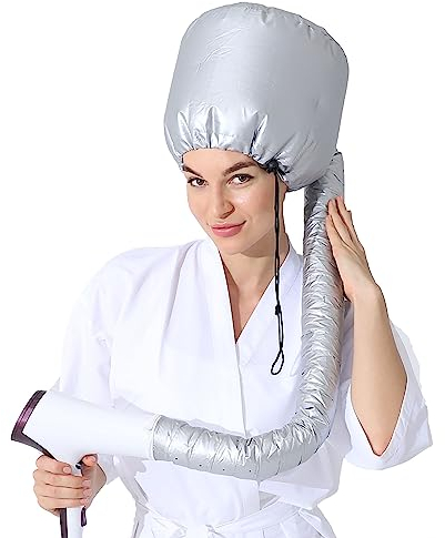 SYXLS Attachment für Haartrockner, Helm-Trocknung Kappe Trockenhauben für Haare, Haartrockner mit Gummiband für Haartrockner-Kapuzenaufsatz, für Frauen und Mädchen, Nasses, Dickes Haar (Grau)