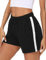 Litherday Shorts Damen Sportshorts Kurz Hosen Streifen Jogginghose Sommer Traininghose mit Taschen Elastischer Bund und Atmungsaktive Shorts zum Fitness, Running, Gym, Basketball, Schwarz, M