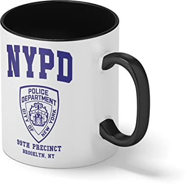 Brooklyn 99 Inspired By Series New York Police Nine Nine Precinct Blanc tasse de café avec jante noire et poignée Mug