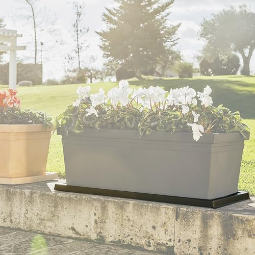 Decor Space Sottovaso per Fioriera rettangolare in resina per piante e fiori Made in Italy da esterno (78 x 35 per vaso da 80 cm, Antracite)