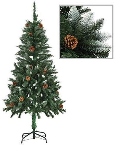 INLIFE Künstlicher Weihnachtsbaum Kiefernzapfen Weißem Glitzer 150 cm