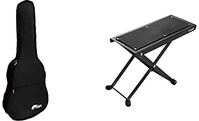 TIGER GGB7-KCL Gitarrentasche, 1/2 Größe & Adam Hall Stands SGS017 Gitarrenfußbank, Schwarz
