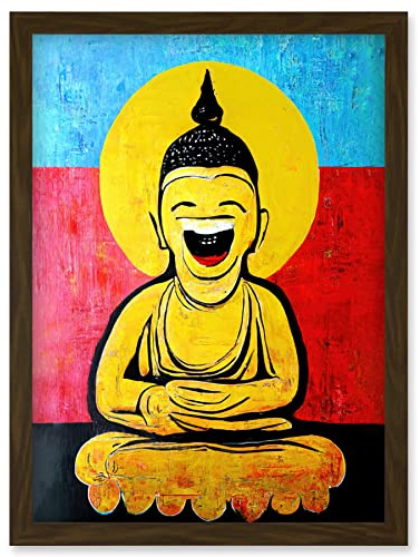 Doppelganger33 LTD Happy Buddha Fun Acrylic Wall Art Print Artwork Framed Wall Art Print A4