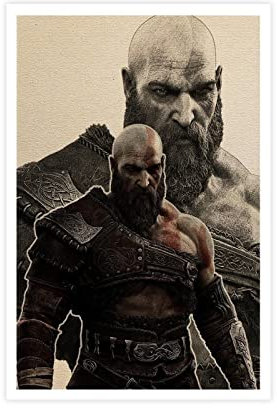 FABIVA God of War Kratos Poster Leinwand Poster Wandkunst Dekor Druck Bild Gemälde für Wohnzimmer Schlafzimmer Dekoration ohne Rahmen Stil 40 x 60 cm