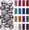 Treer 24 Stück Weihnachtskugeln Kunststoff Christbaumkugeln Set, Bruchsicher Mehrweg Christbaumschmuck zum Aufhängen, Matt Glänzend Glitzernd Weihnachtsbaum Kugeln Weihnachtsdeko (4cm,Silber-)