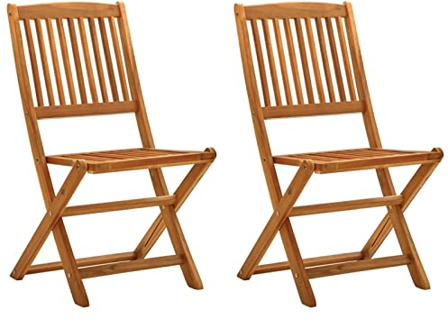 ZEYUAN Klappbare Gartenstühle 2 STK. Gartenmöbel, Balkonstühle, Hochlehner, Balkonmöbel, Bistrostuhl, Garten Stühle, Armlehnenstuhl, Massivholz Eukalyptus