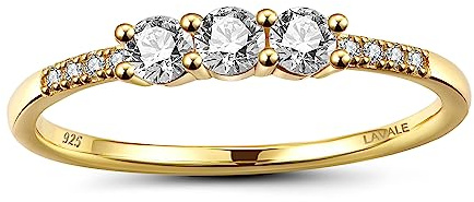 LAVALE Round Cut Moissanite Wedding Band for Women, Brilliant D Color VVS1 Clarity Classic Lab Created Diamond Solitaire Ring 18K White Yellow Rose Gold Vermeil 4 Claw Knife Edge Moissanite Rings, 7