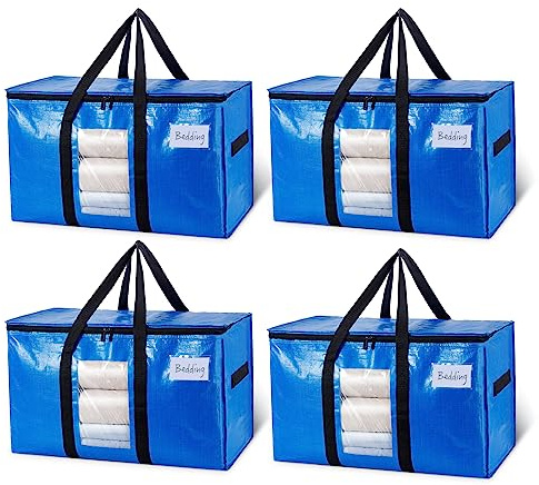 TAILI 4 Pack Blue Extra Large Moving Bags,Storage Bags with Visible Window