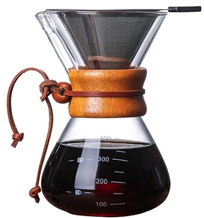 HERCHR cafetera goteo pequeña Pour Over Cafetera de Goteo goteador de café con filtro de acero inoxidable Cafetera de goteo