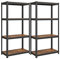 SONGMICS Set of 2 Shelving Units, 40 x 80 x 160 cm, 520 kg Load Capacity (130 kg per Shelf), Industrial, Adjustable Storage Shelves, for Living Room, Kitchen, Garage, Rustic Brown and Black GLR044B12