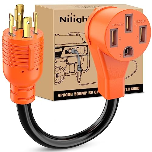 `Nilight Wohnmobil-Generator-Adapterkabel 30A auf 50A, 4-polig, Schwerlast-Twist-Lock, 100% Kupfer, 10 AWG, L14-30P auf 14-50R, für Wohnmobile, Camper & Anhänger`