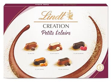 Lindt - Boîte CRÉATION Petits Éclairs - Assortiment de Chocolats au Lait, Noirs et Blancs - Inspiration pâtissière - Idéal pour Noël, 384g